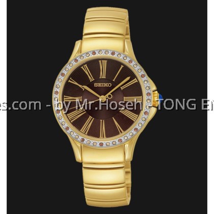 SEIKO CRYSTAL BEZEL LADIES GOLD QUARTZ SRZ444P1 SEIKO CRYSTAL BEZEL LADIES GOLD QUARTZ SRZ444P1