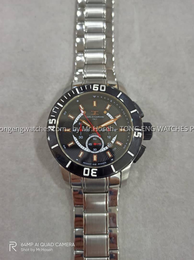Carlo Cardini Swiss Chronograph Quartz 46mm Men Watch 3019G-SS-4