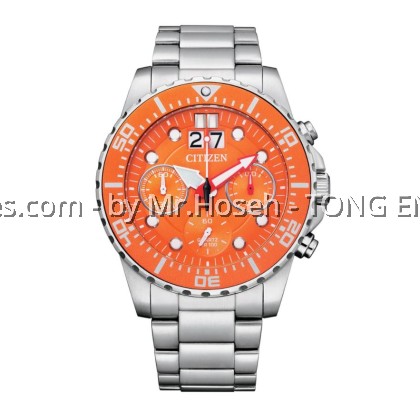Citizen Quartz Chronograph Orange Big Date 43mm Men Watch AI7008-81X