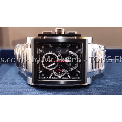 Balmer 42mm Rectangle XL Chronograph Men Quartz Watch A8144G SS-4 Balmer 42mm Rectangle XL Chronograph Men Quartz Watch A8144G SS-4