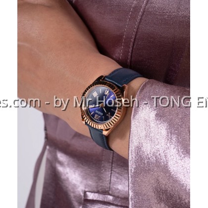 GUESS Ladies Blue Rose Gold Tone Analog Watch 30mm GW0761L2