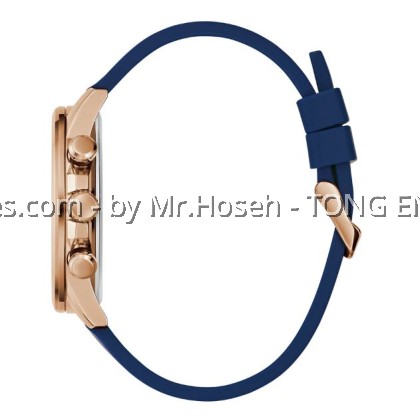 GUESS Mens Blue Rose Gold Tone Multi-function Watch 44mm GW0913G1