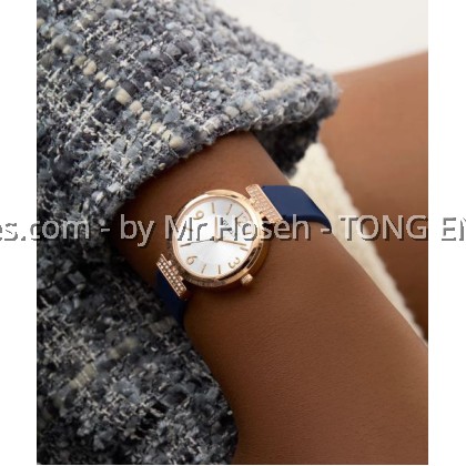 GUESS Ladies Blue Rose Gold Tone Analog Watch 28mm GW0912L3