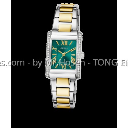 GUESS Tank Ladies 2-Tone Silver Tone Analog 27mm Watch G0874L2