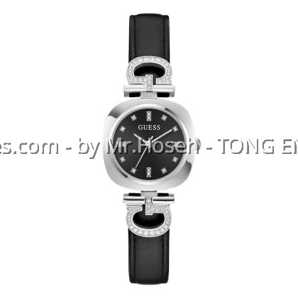 GUESS Ladies Black Silver Tone Analog 28mm Watch GW0938L1