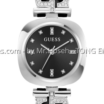 GUESS Ladies Black Silver Tone Analog 28mm Watch GW0938L1