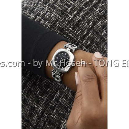 GUESS Ladies Black Silver Tone Analog 28mm Watch GW0938L1