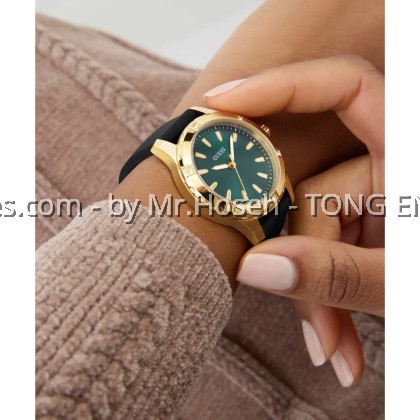 GUESS Ladies Green Gold Tone Analog 35mm Watch GW0949L2