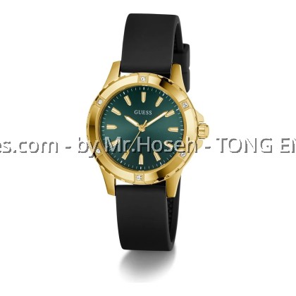 GUESS Ladies Green Gold Tone Analog 35mm Watch GW0949L2