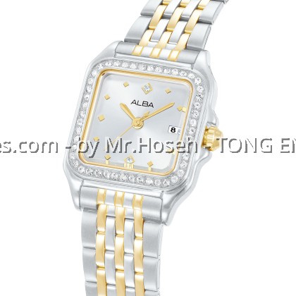 Alba Fashion Crystal Bezel Square Two-Tone Ladies' Quartz AH7FE7X1 Alba Fashion Crystal Bezel Square Two-Tone Ladies' Quartz AH7FE7X1